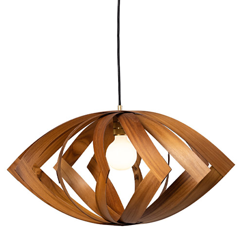 Clean Collection 1-Light Pendant in Brazilian Imbuia Natural Wood Veneer Accord 1243.06