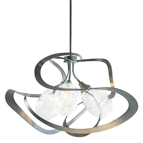 Nest Collection 3-Light Pendant in Dark Smoke with Clear Blown-Glass Contoured Shades Hubbardton Forge 137855-SKT-MULT-07-ZM0621