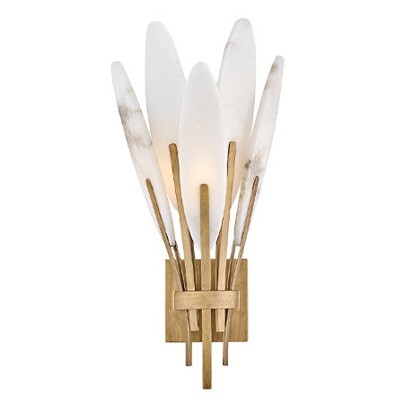 Nerine Collection LED Wall Sconce in Burnished Gold with Carved Alabaster Leaf Shade Ramond FR43100BNG