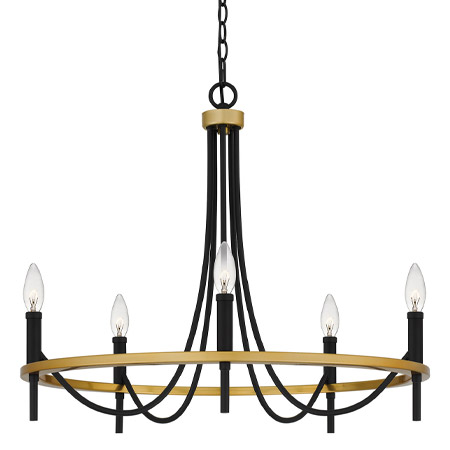 Legare Collection 5-Light Chandelier in Matte Black with Soft Gold Accents Quoizel LGR5026MBK