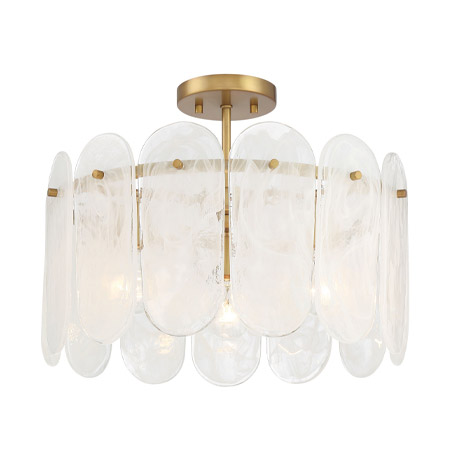 Oldmill Collection 3-Light Semi Flush Mount in Legacy Brass with Alabaster Glass Paneled Shade Minka-Lavery 2596-732