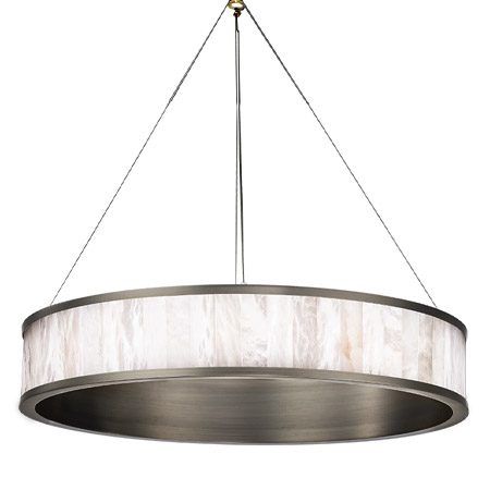 Coliseo Collection LED Chandelier in Antique Nickel with Carved Natural Spanish Alabaster Tiled Shade Modern Forms PD-72128-AN