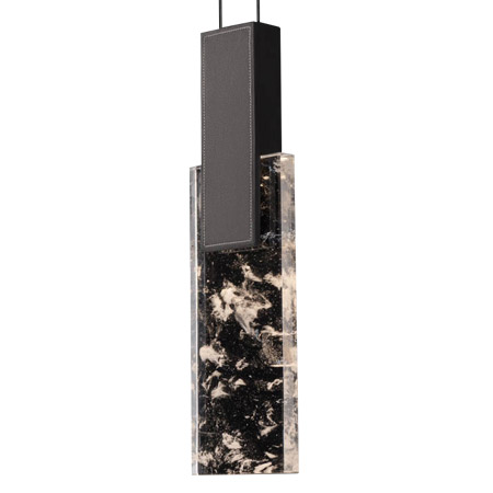 Tryst Collection LED Pendant in Black with Optic Haze Quartz Diffuser Schonbek Beyond BPD27321-BK