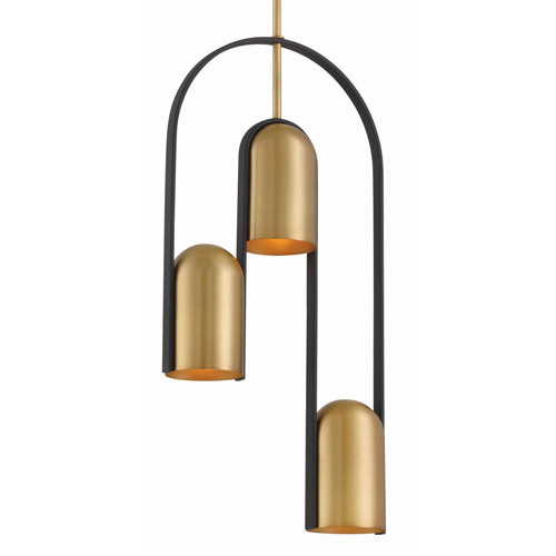 Cane Collection 3-Light Pendant in Legacy Brass and Sand Coal Black Minka-Lavery 153-782