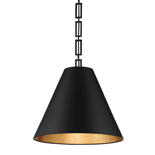 Alston Collection 3-Light Chandelier with Outer Matte Black / Inner Antique Gold Metal Shade Crystorama 8687-MK-GA