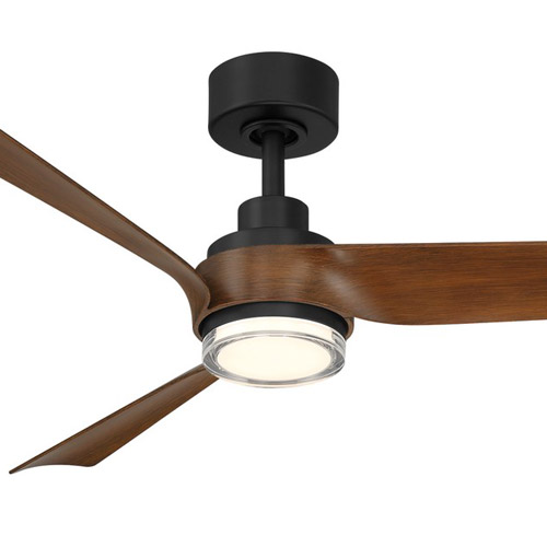 Chill Collection 54” 3-Blade Ceiling Fan in Matte Black with Distressed Koa Blades. Modern Forms Fans FR-W2605-54L-MB/DK