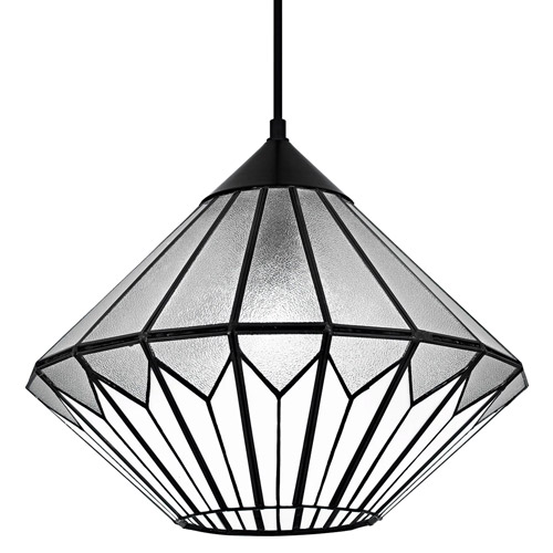 Tiffany Collection 1-Light Pendant in Matte Black with Tiffany-Inspired Art Glass Shade Quoizel TF6813MBK