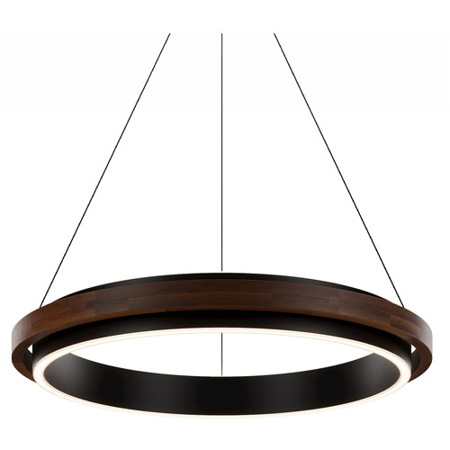 Delaney Collection LED Pendant in Black/Dark Walnut with Sleek White LED Diffuser Modern Forms PD-88529-BK/DW